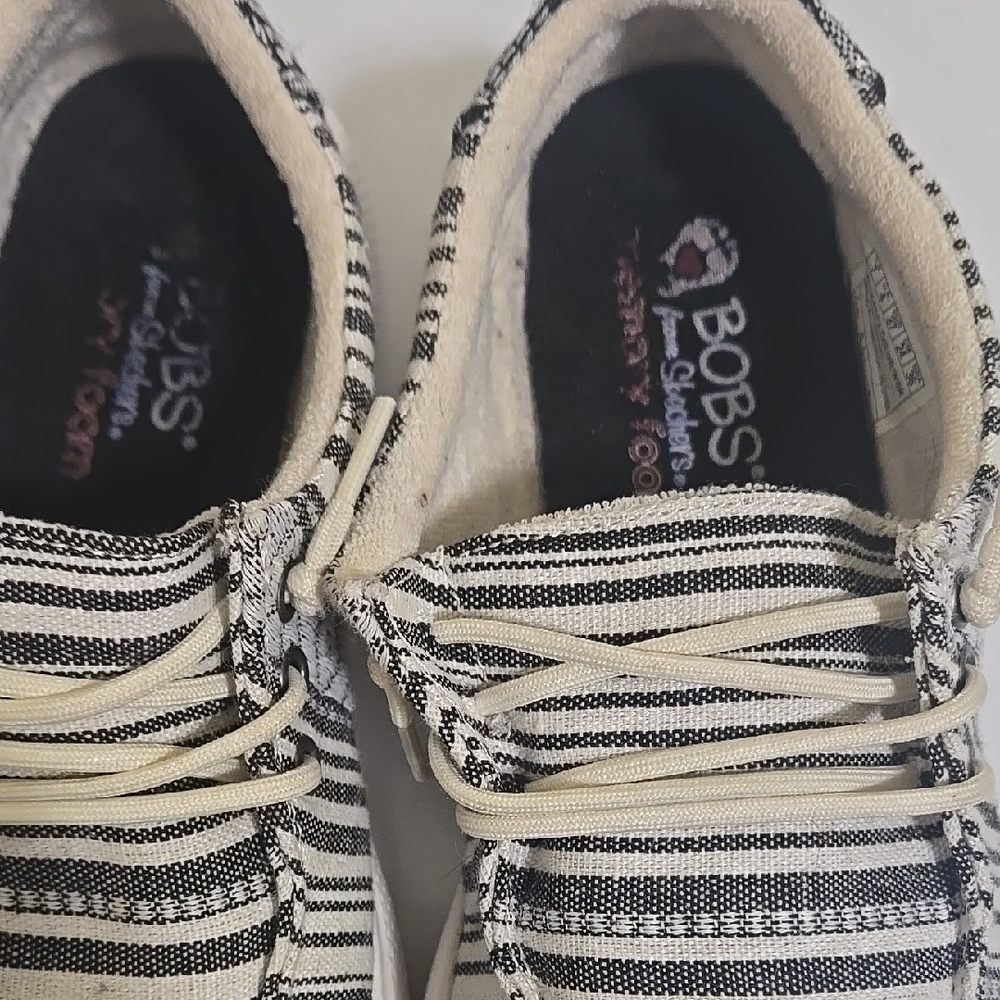 BOBS Black and White Striped Shoes